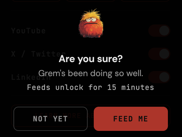 Confirmation: Are you sure? Grem's been doing so well.